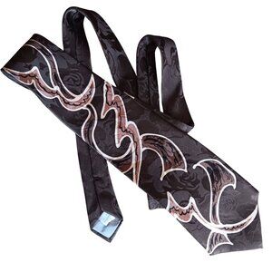 Burma Bibas repro Vintage 1926 Floral Abstract Brown Silk Tie Deco Print